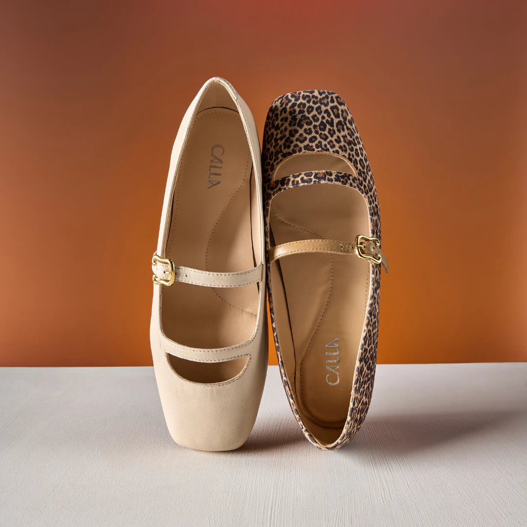 Alexa - Beige Leopard Leather Ballerinas - Image 4