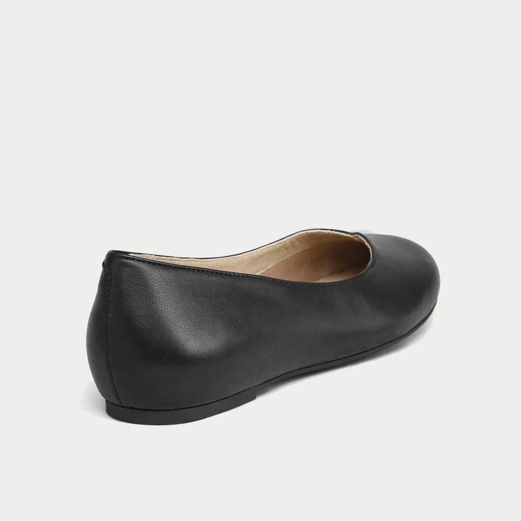 Charlotte - Black Leather Ballerinas - Image 4
