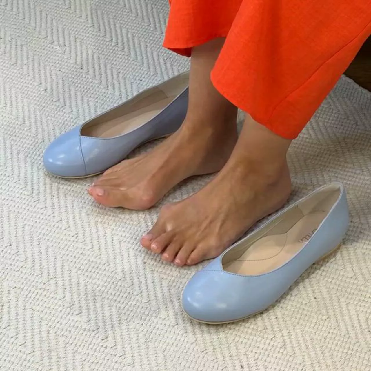 Charlotte - Ice Blue Leather Ballerinas - Image 3