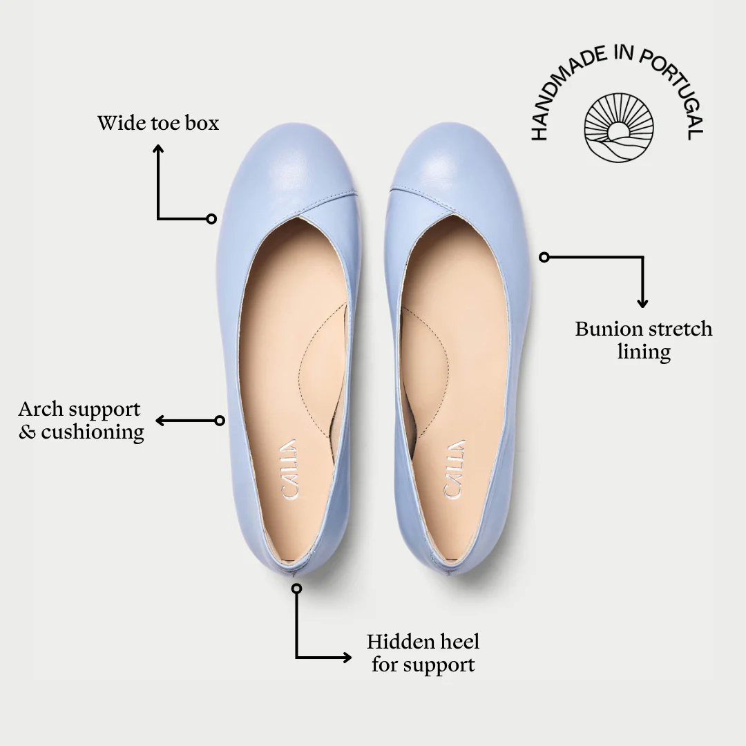 Charlotte - Ice Blue Leather Ballerinas - Image 7