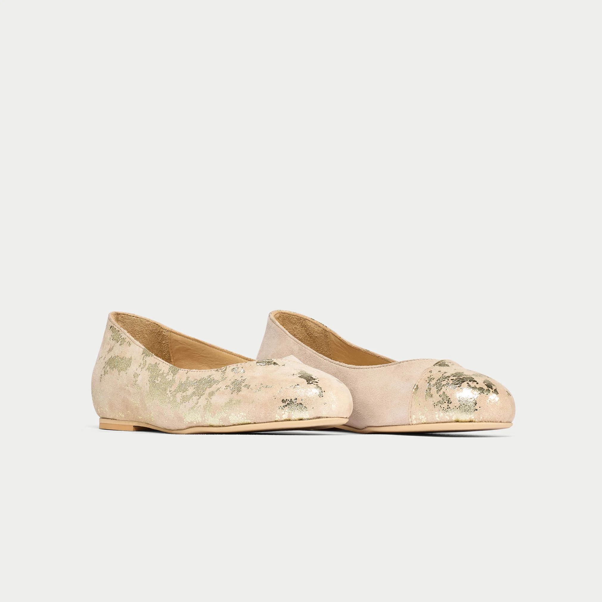 Charlotte - Textured Gold Suede Ballerinas - Image 4