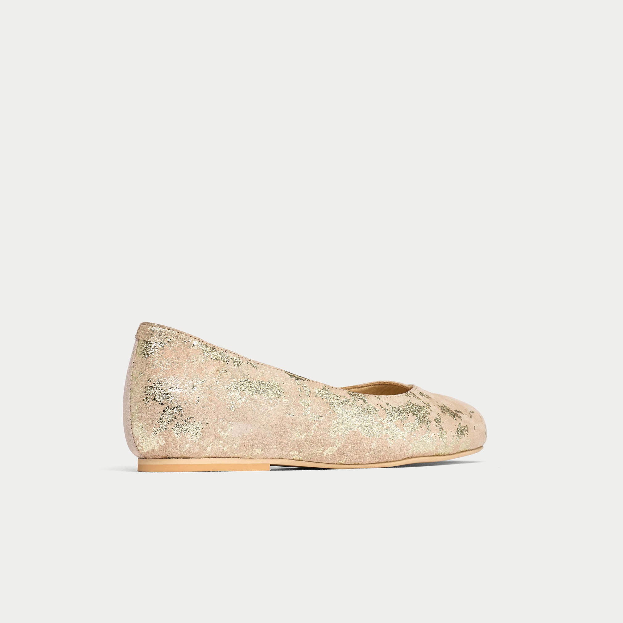Charlotte - Textured Gold Suede Ballerinas - Image 8