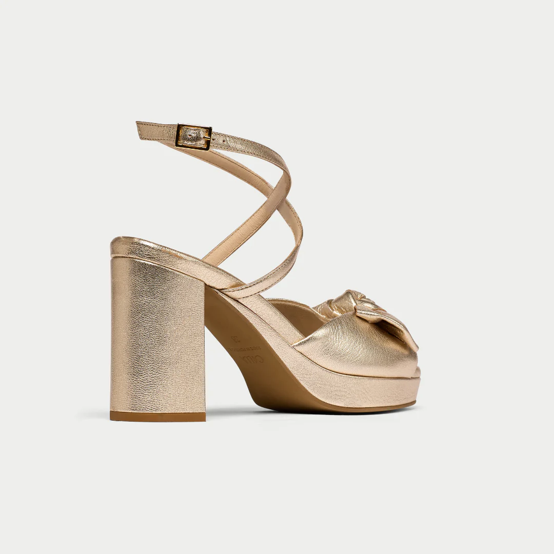 Daisy - Champagne Metallic Block Heels - Image 7