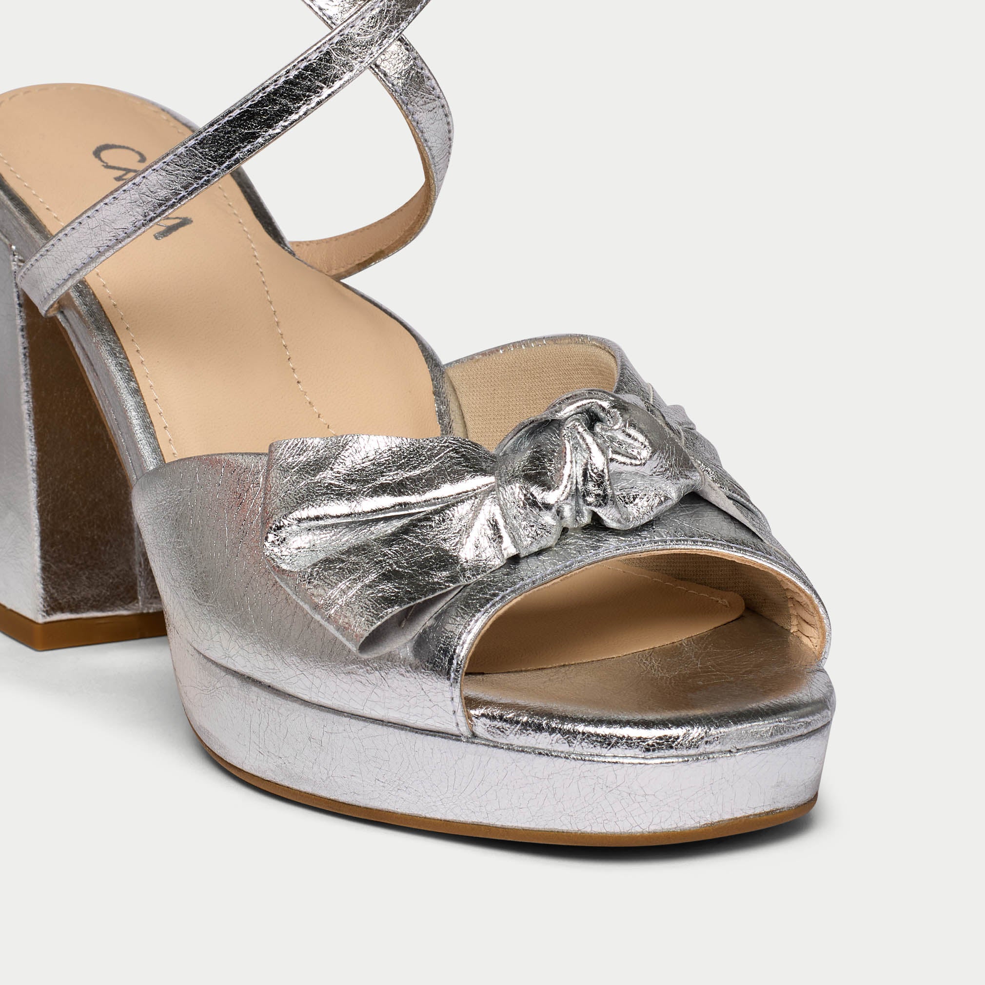 Daisy - High-Shine Silver Metallic Block Heels - Image 3