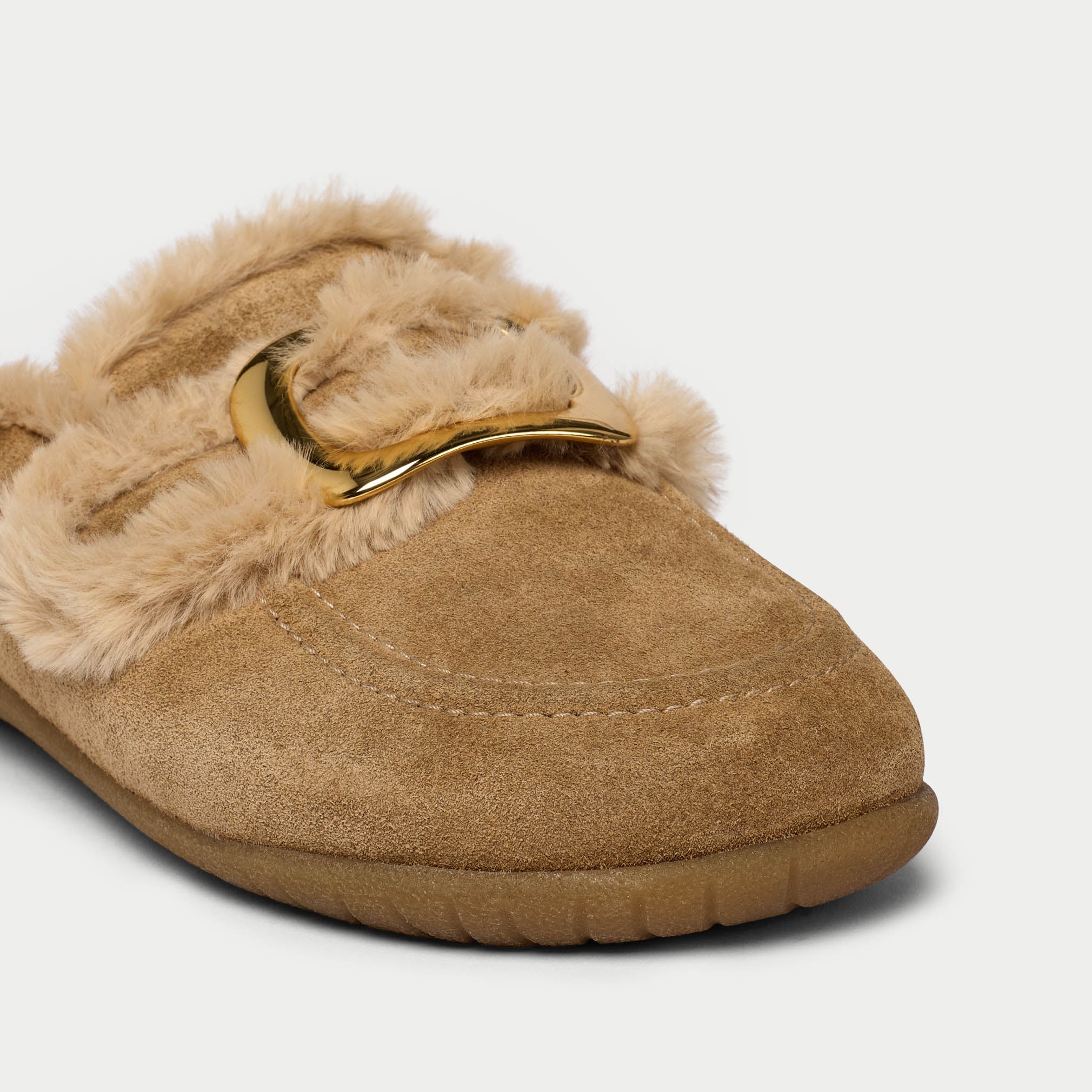 Ember - Cappuccino Cream Suede Slippers - Image 4