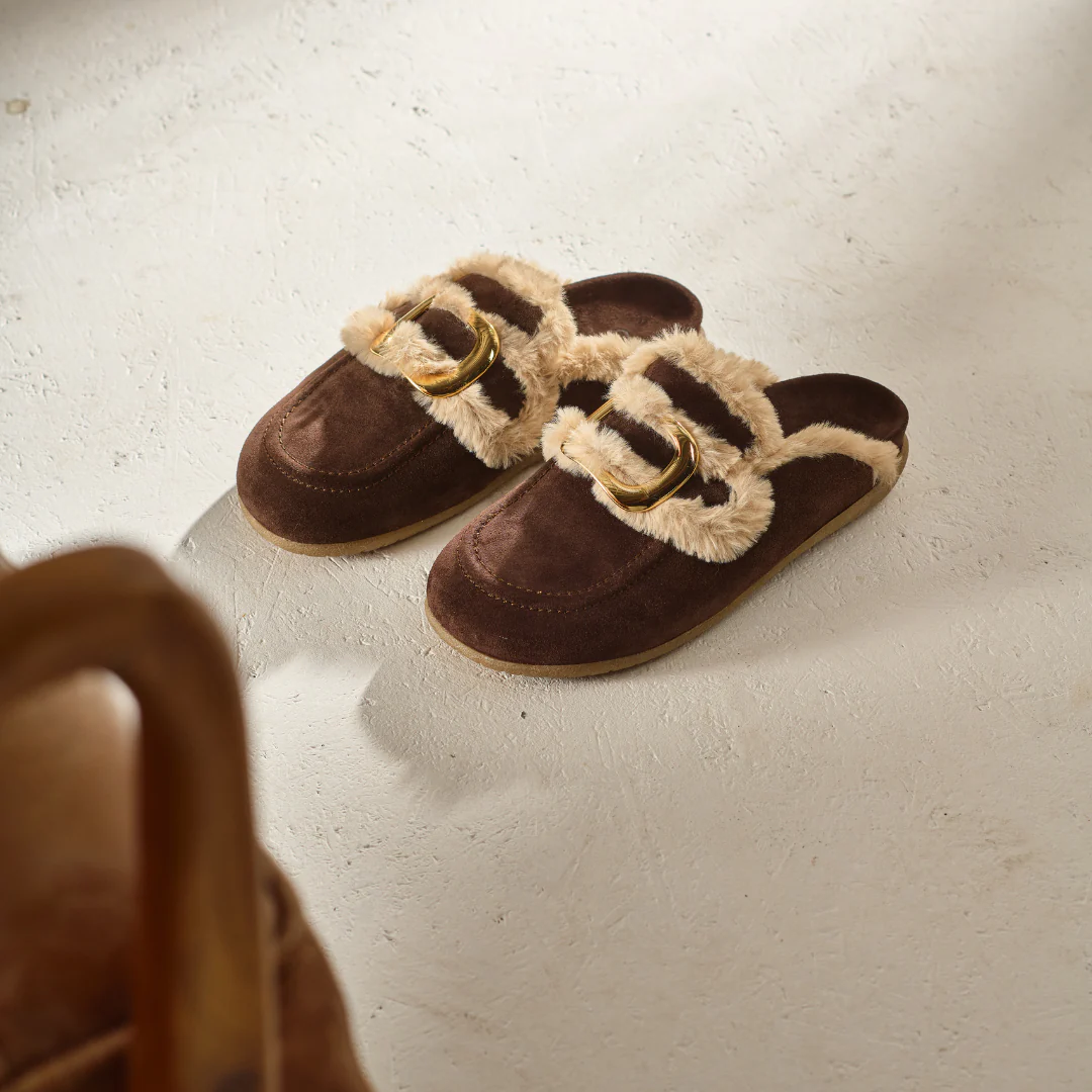 Ember - Espresso Brown Suede Slippers - Image 6