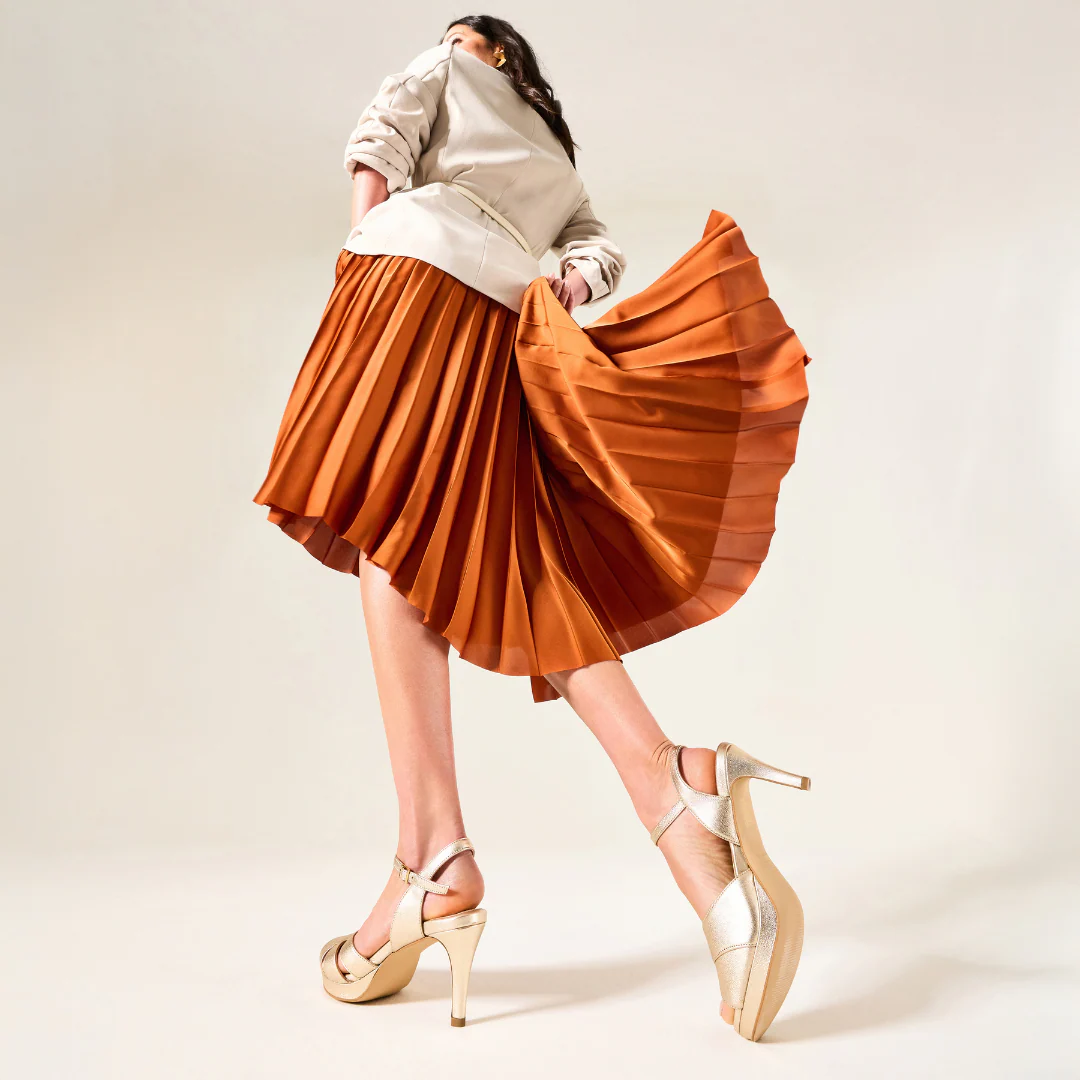 Emily - Champagne Leather Heeled Sandals - Image 8