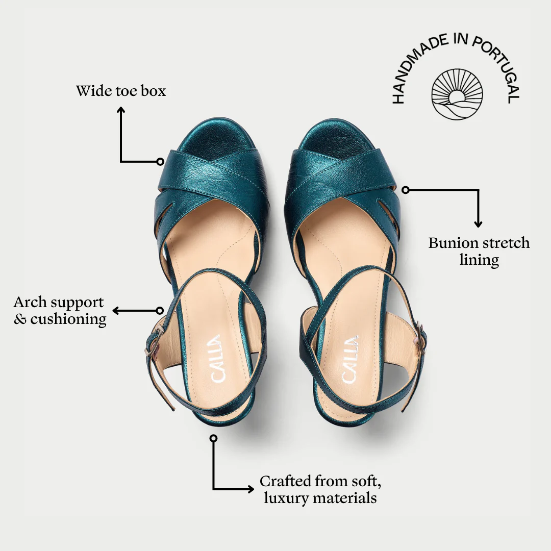 Emily - Teal Metallic Leather Heeled Sandals - Image 7