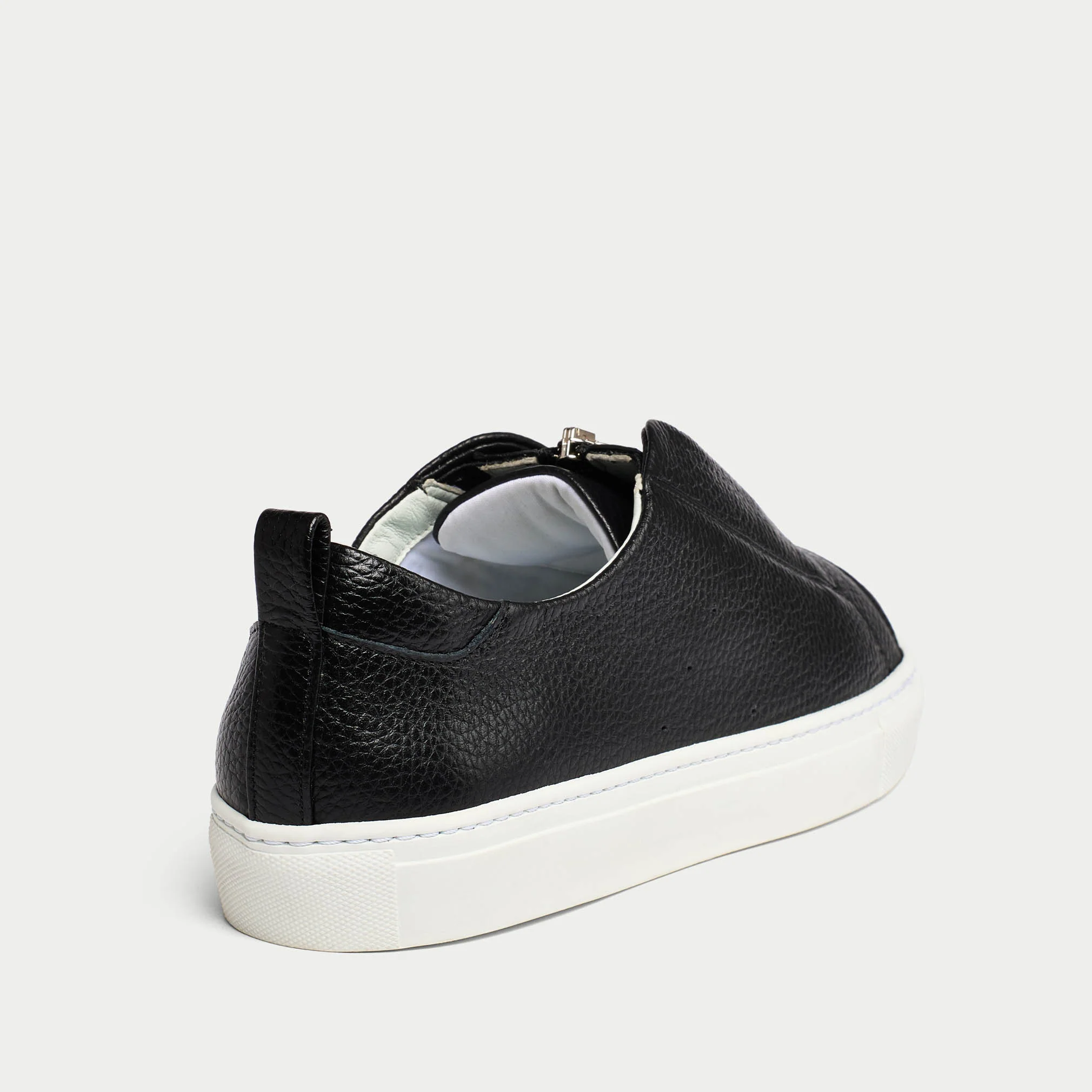 Estella - Black Leather Zip-Up Wide Fit Trainers - Image 5