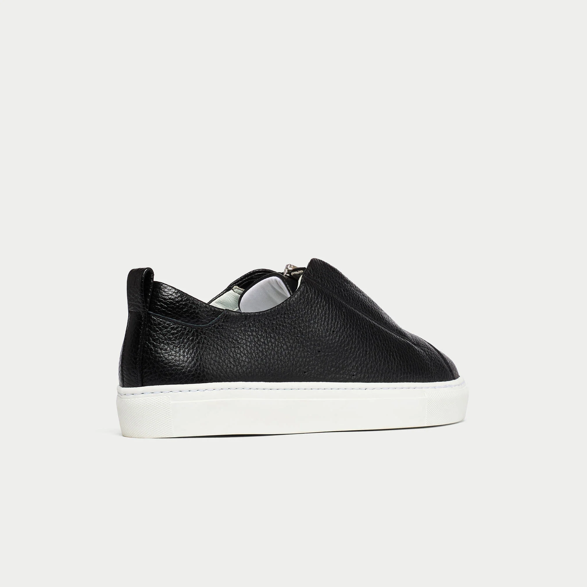 Estella - Black Leather Zip-Up Wide Fit Trainers - Image 7