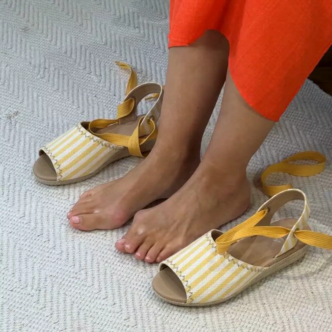 Evelyn - Lemon Canvas Espadrilles - Image 3