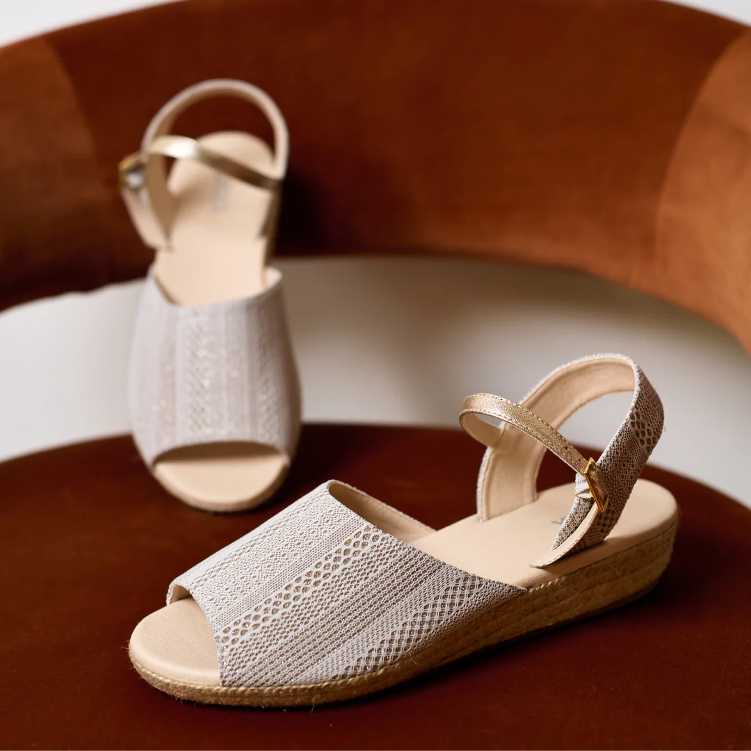 Francesca - Ivory & Silver Lace Espadrilles - Image 11