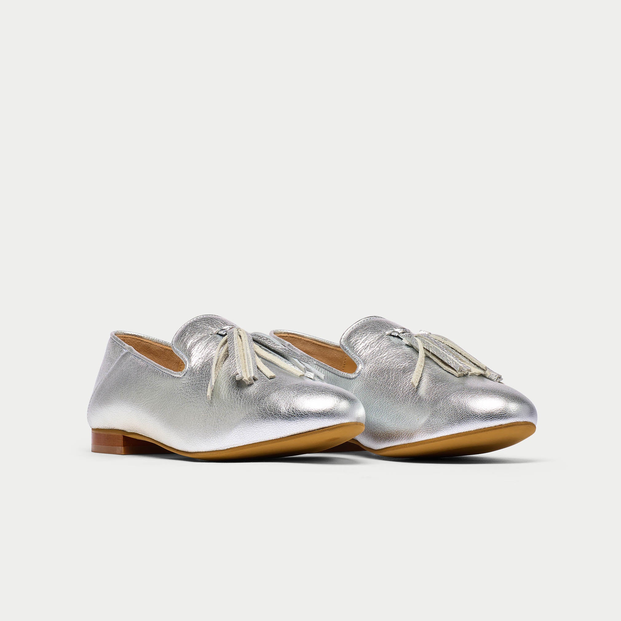 Freya - Silver Leather Loafers - Image 2