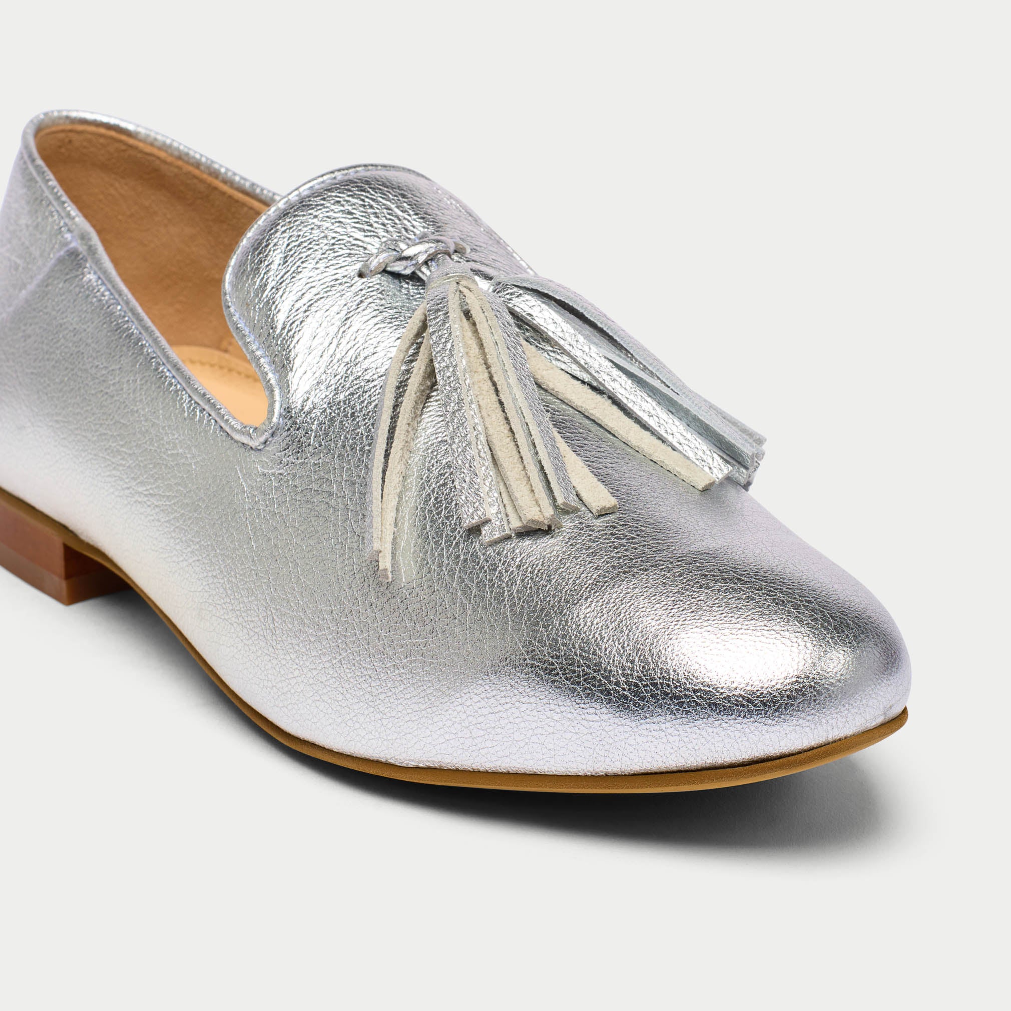 Freya - Silver Leather Loafers - Image 3