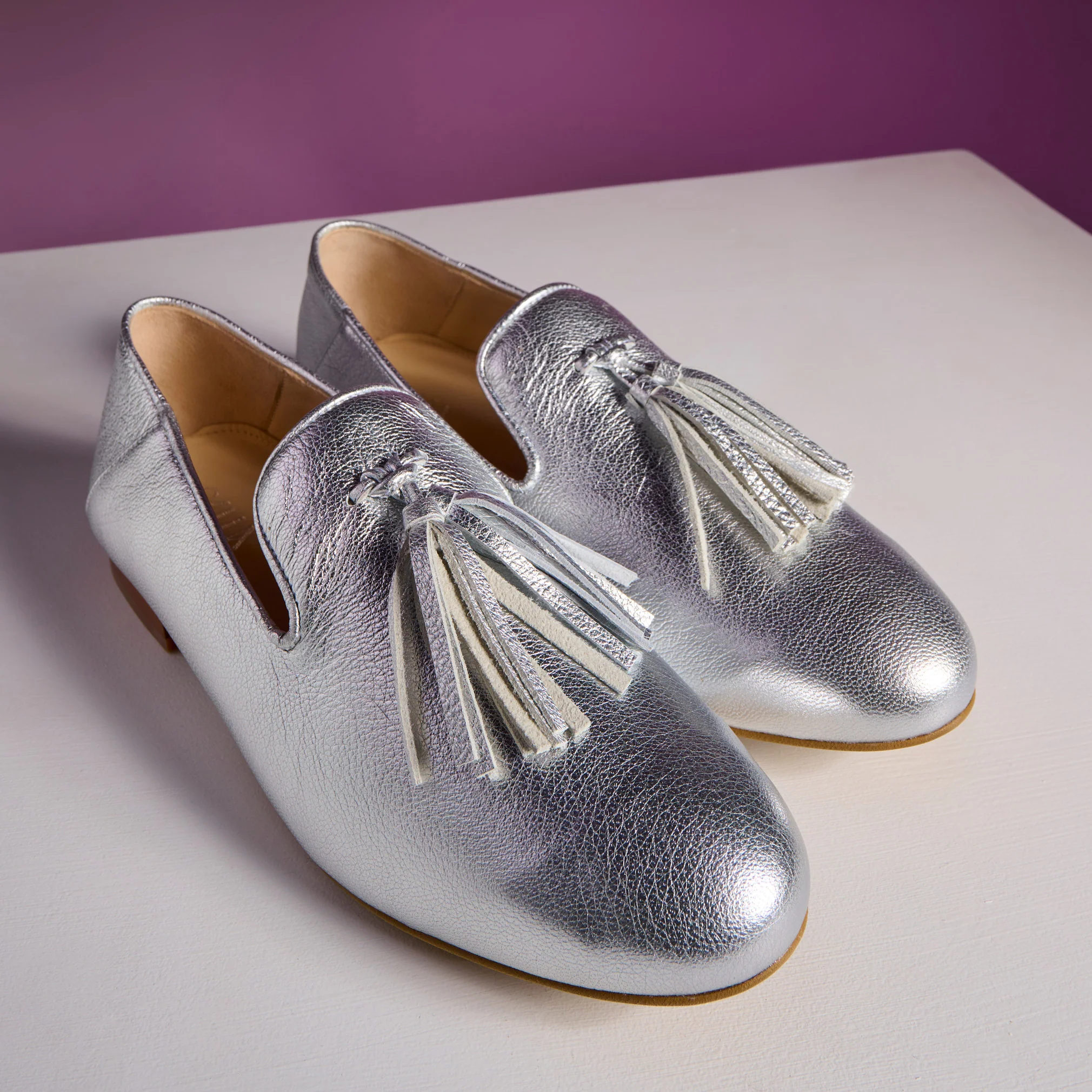 Freya - Silver Leather Loafers - Image 4