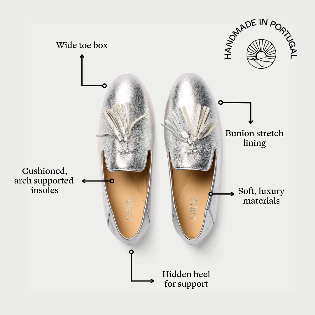Freya - Silver Leather Loafers - Image 6