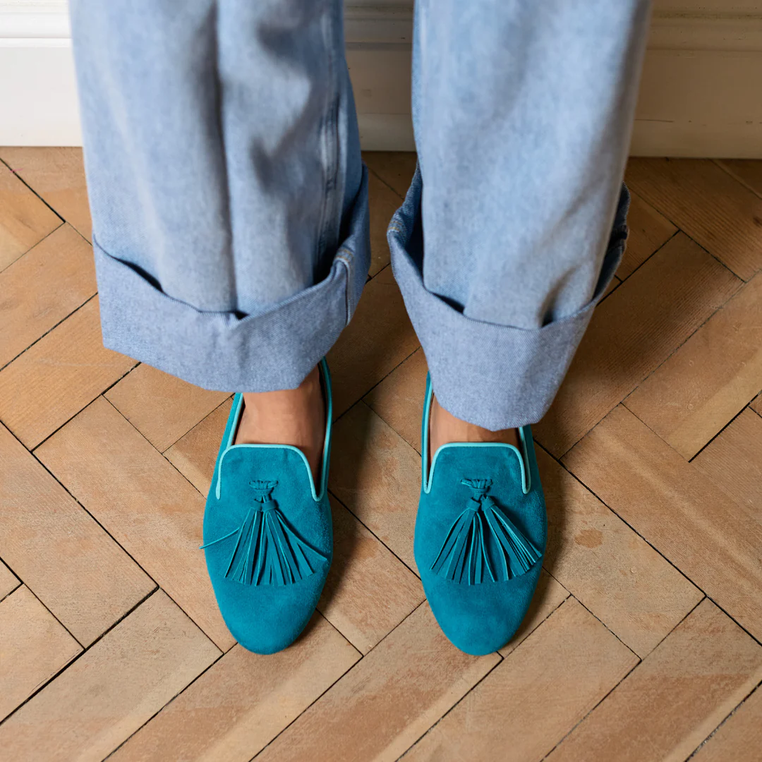 Freya - Teal Suede Loafers - Image 11
