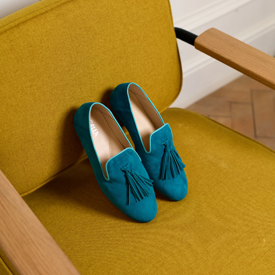 Freya - Teal Suede Loafers - Image 12