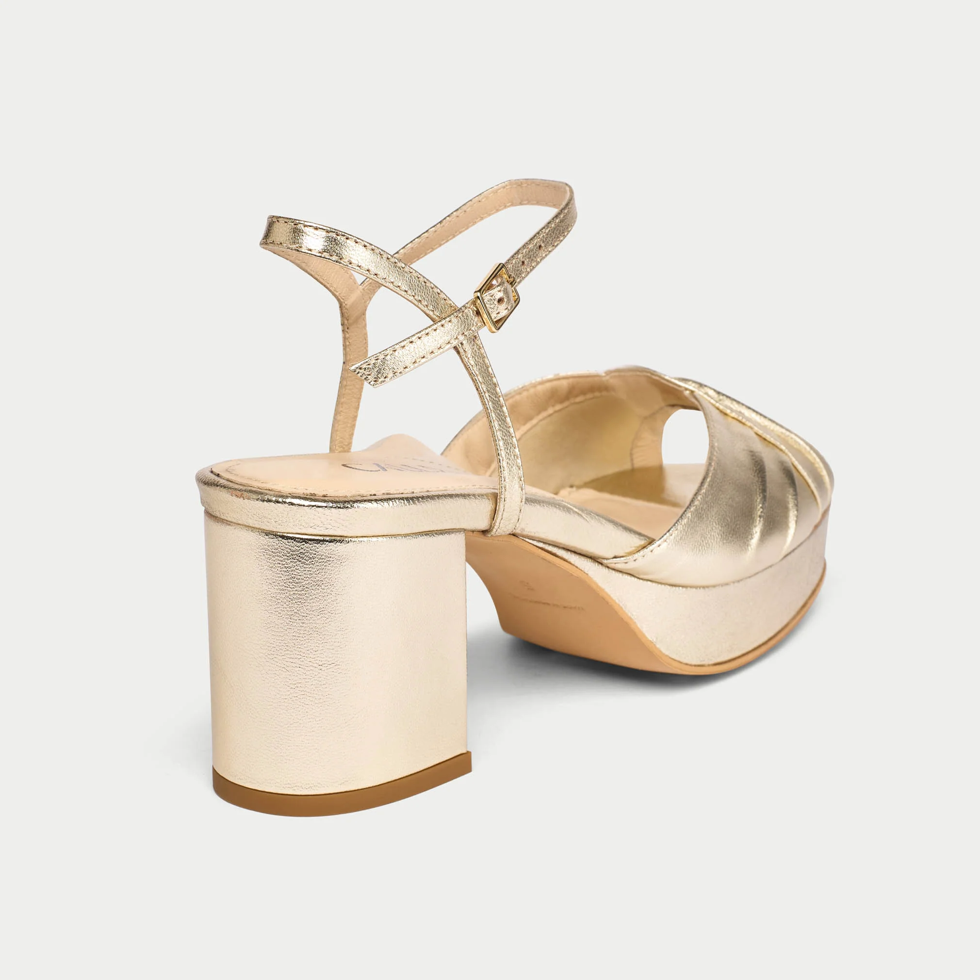Lottie - Champagne Metallic Block Heels - Image 6