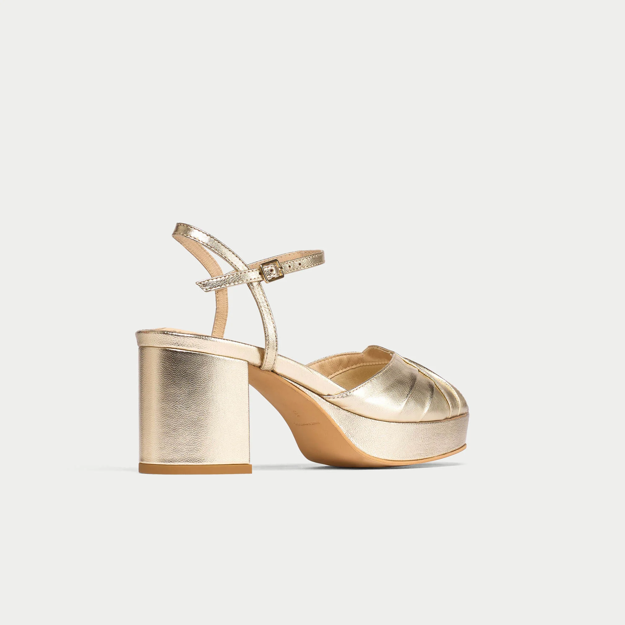 Lottie - Champagne Metallic Block Heels - Image 7