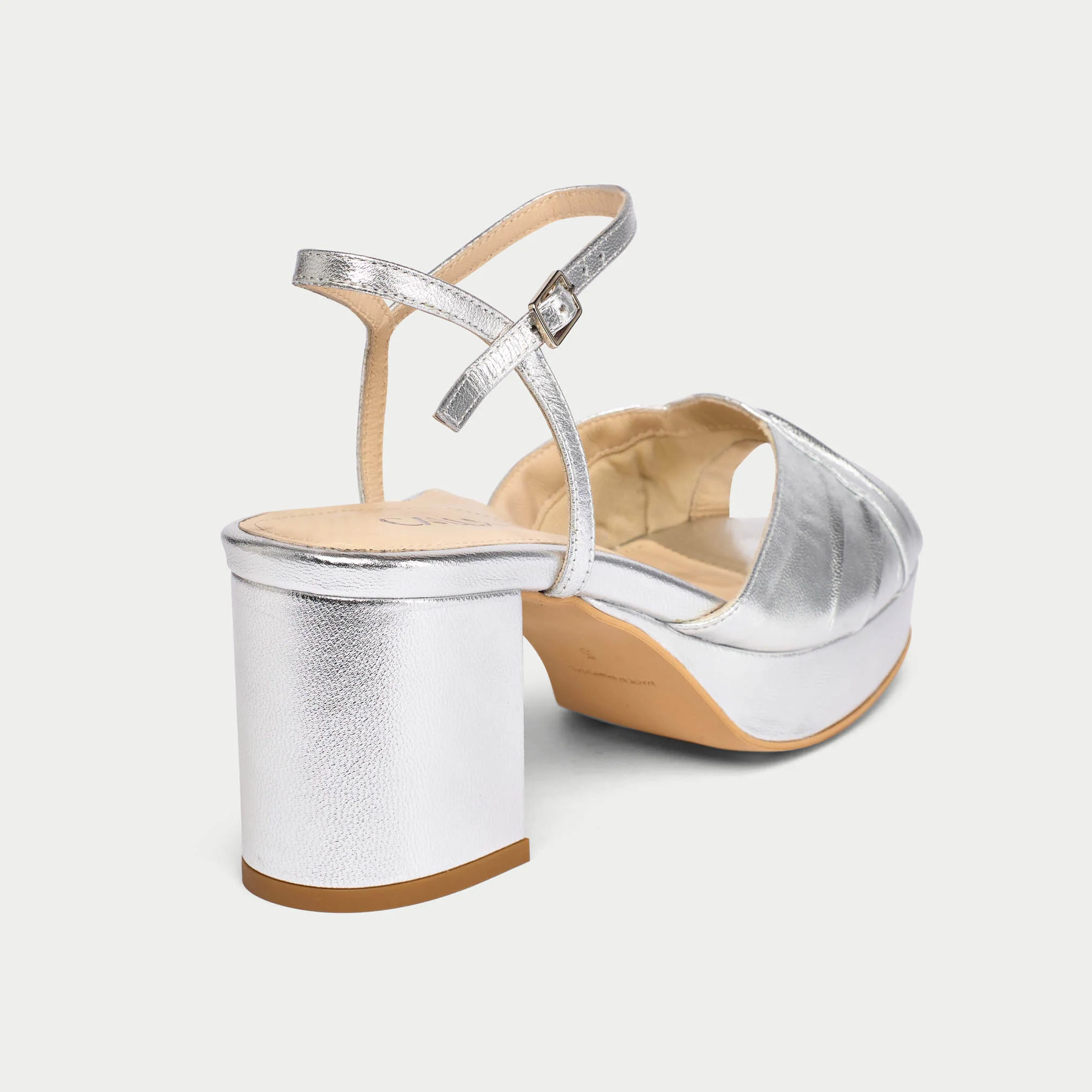 Lottie - Silver Metallic Block Heels - Image 6