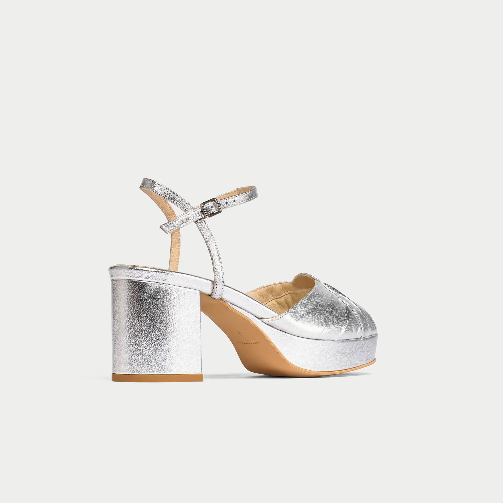 Lottie - Silver Metallic Block Heels - Image 7