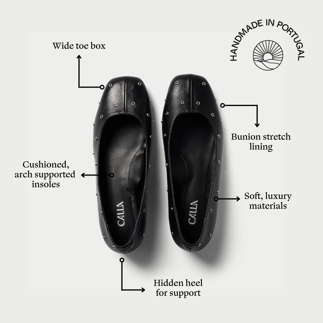 Lucinda - Black Studded Leather Ballerinas - Image 11