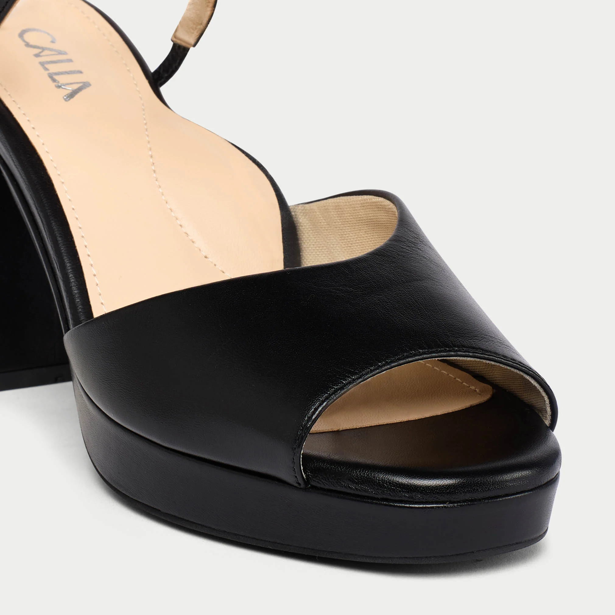 Margot - Black Leather Block Heels - Image 4