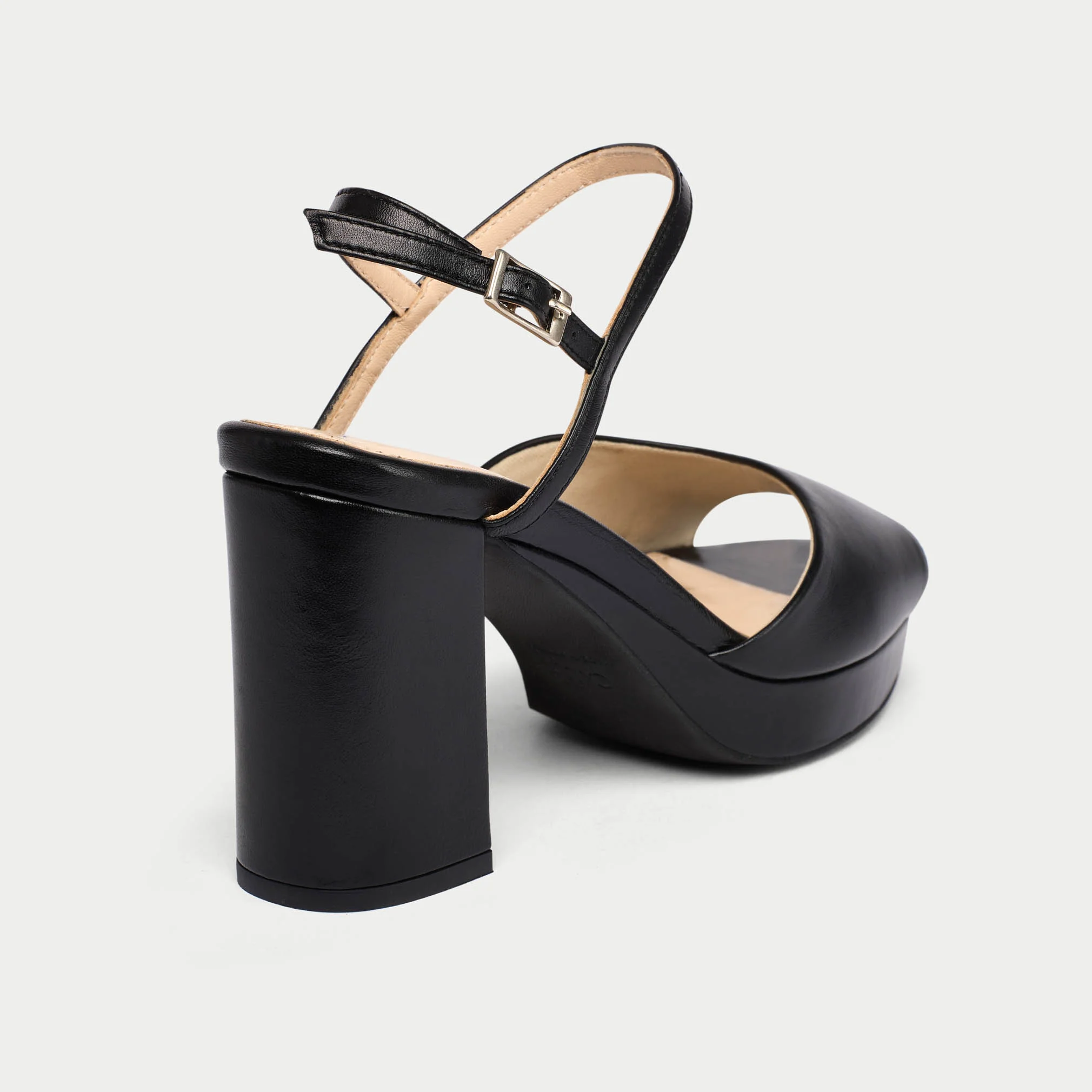 Margot - Black Leather Block Heels - Image 5