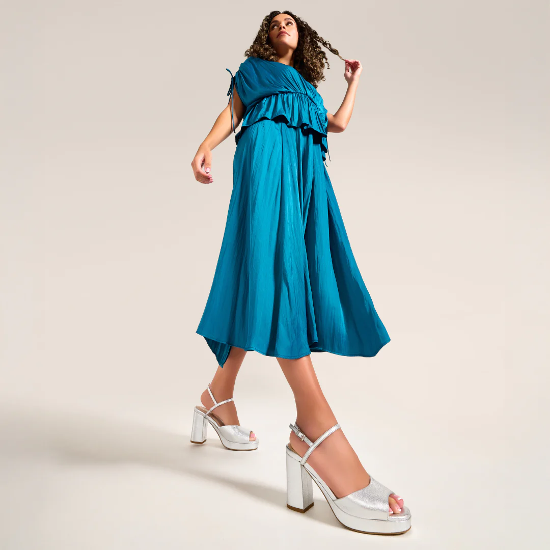 Margot - Silver Leather Block Heels - Image 8