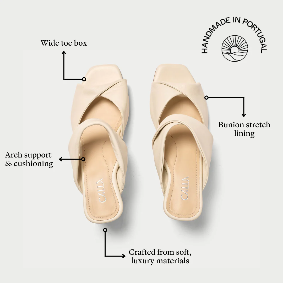 Mia - Off White Leather Mules - Image 5