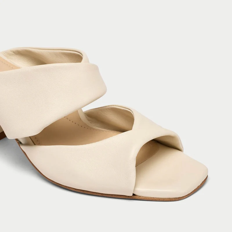 Mia - Off White Leather Mules - Image 6
