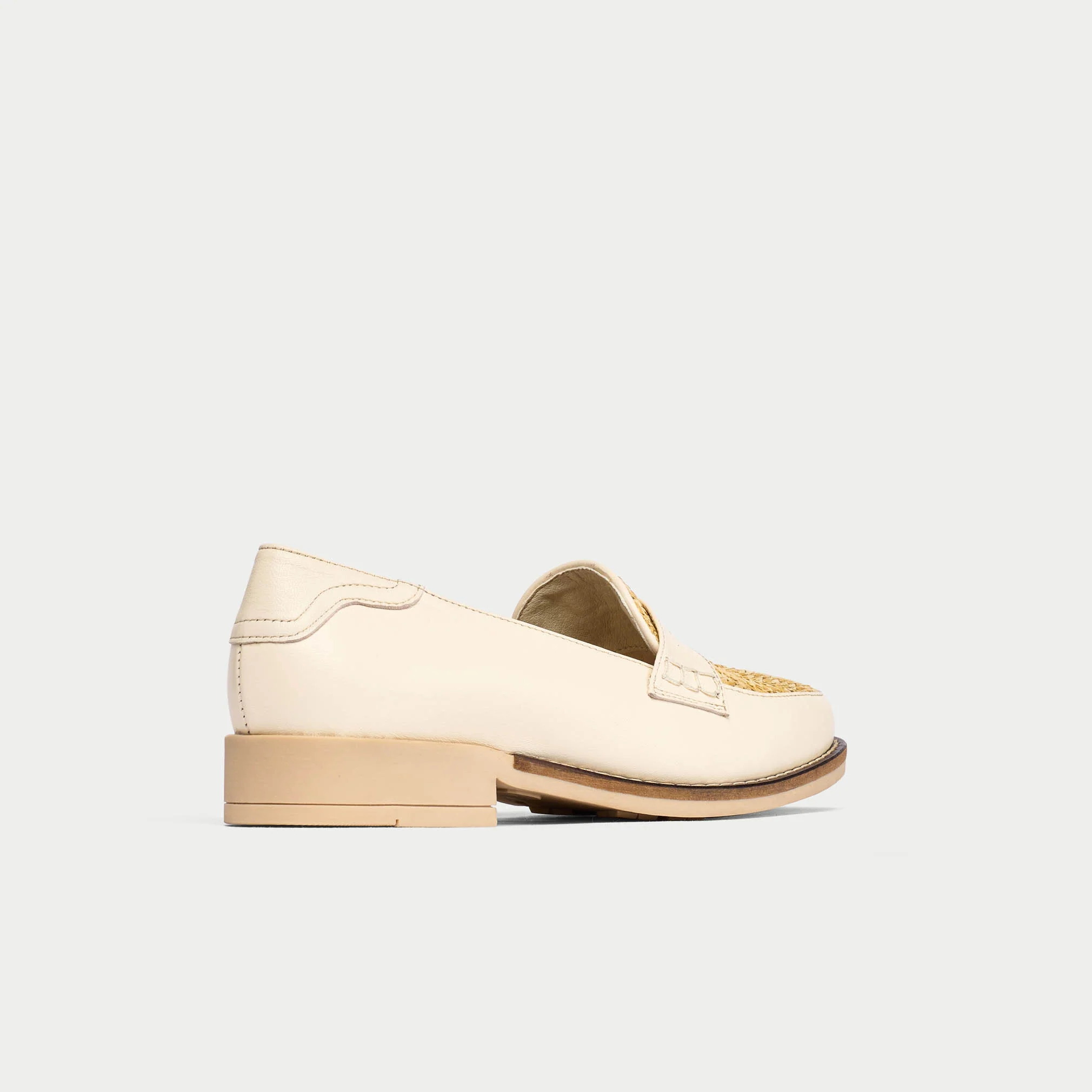 Nadia - Buttermilk Leather Raffia Loafers - Image 8