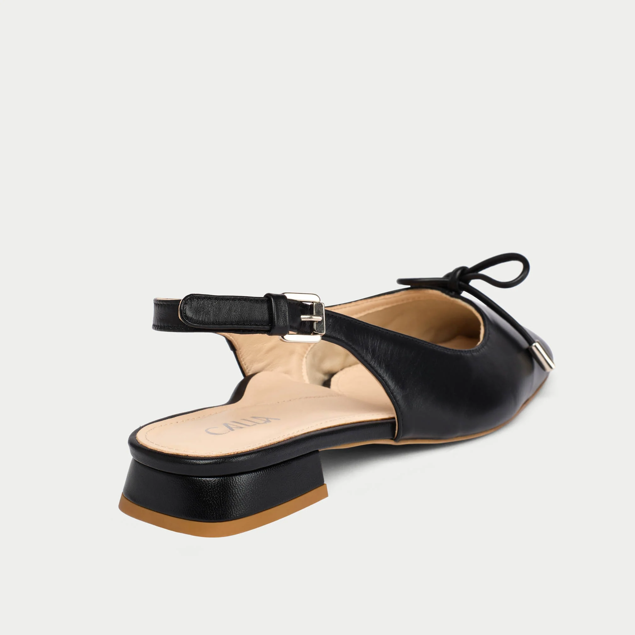 Petra - Black Leather Slingbacks - Image 5