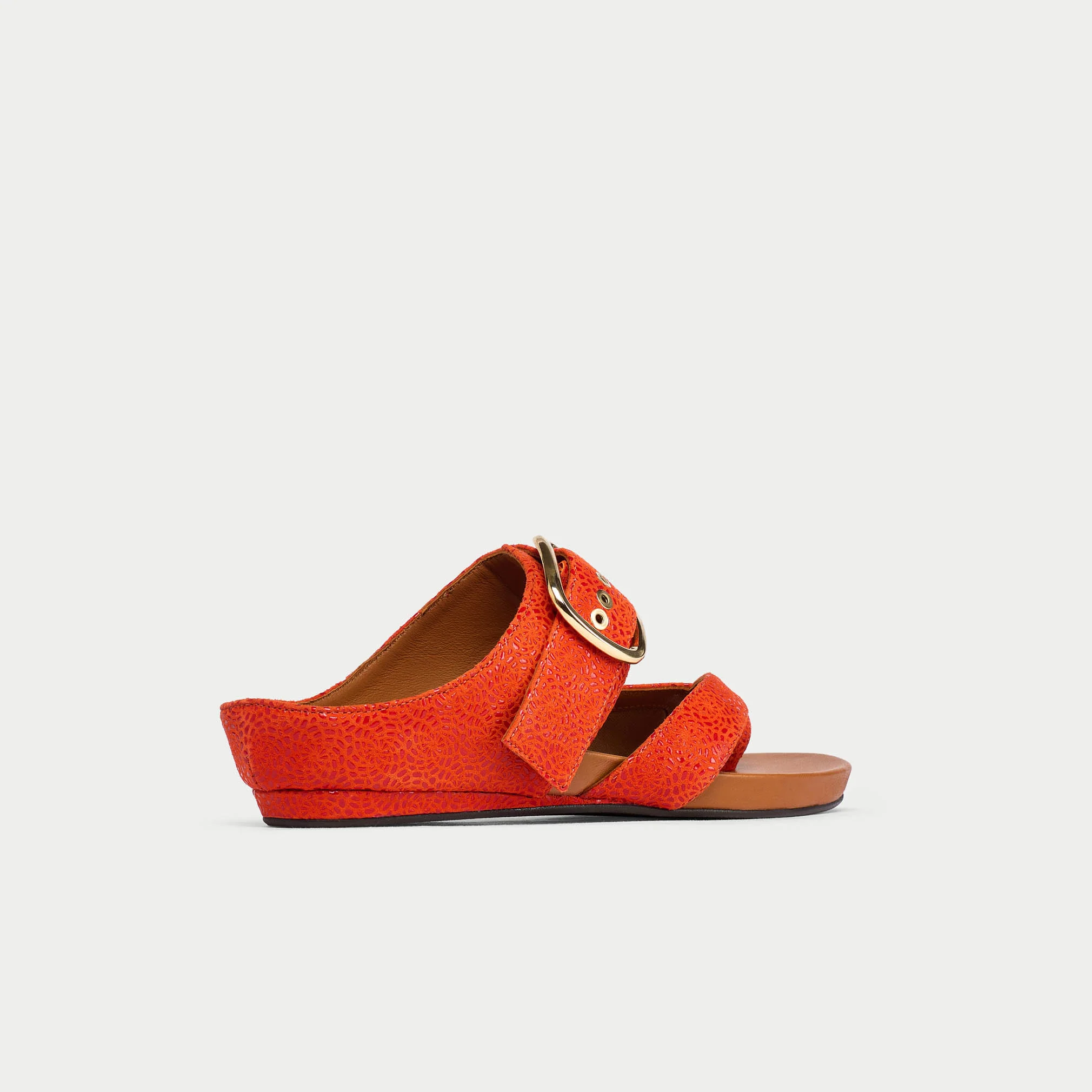 Ruby - Orange Emboss Suede Sandals - Image 10