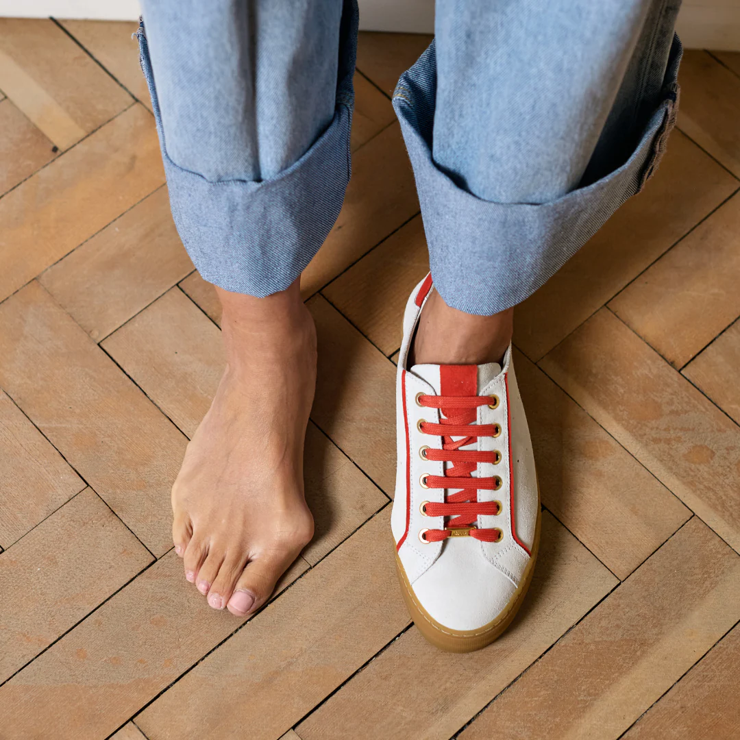 Saturn - Cream & Orange Suede Wide Fit Trainers - Image 13