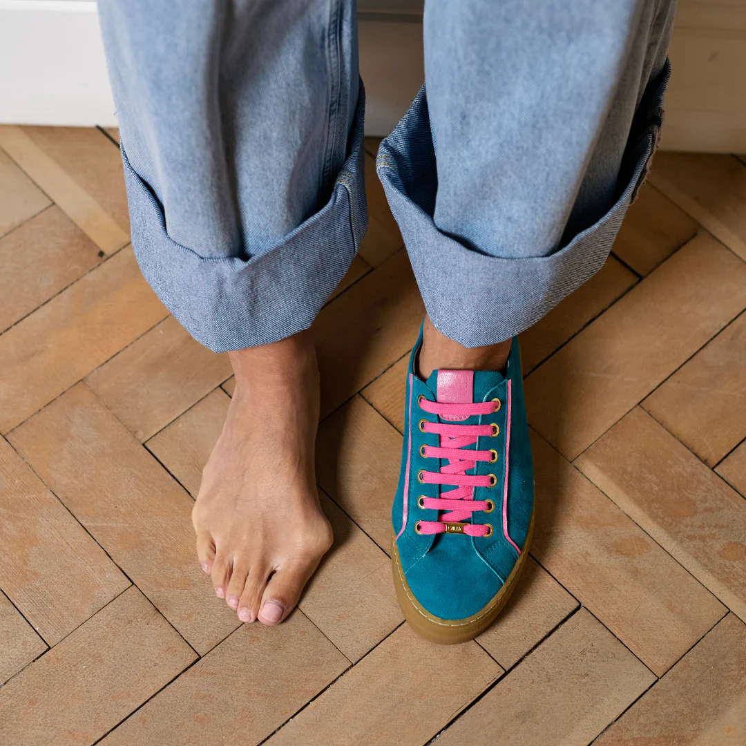 Saturn - Teal & Magenta Suede Wide Fit Trainers - Image 11