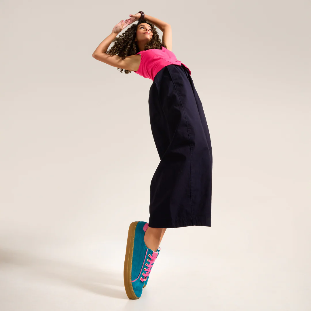 Saturn - Teal & Magenta Suede Wide Fit Trainers - Image 4