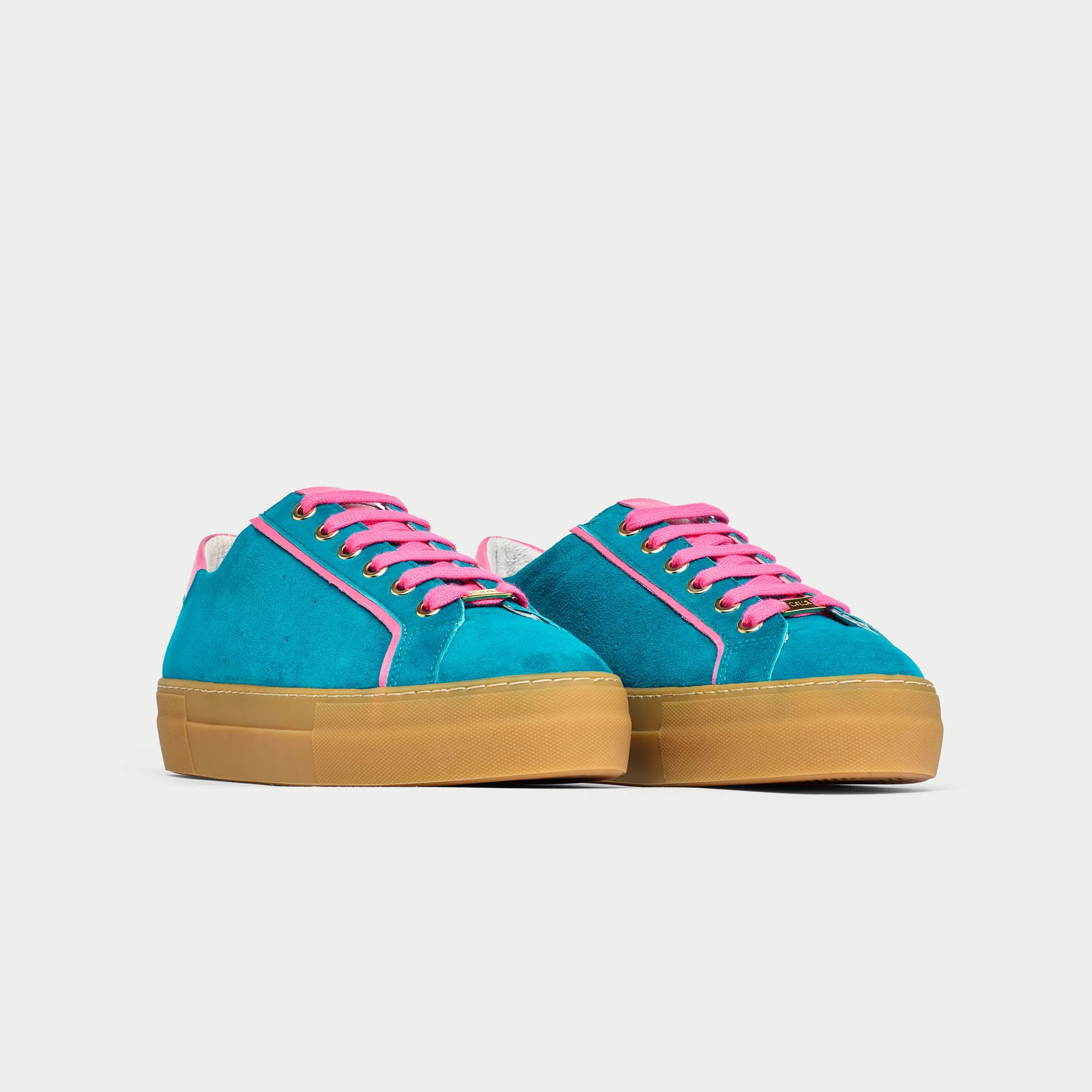 Saturn - Teal & Magenta Suede Wide Fit Trainers - Image 5