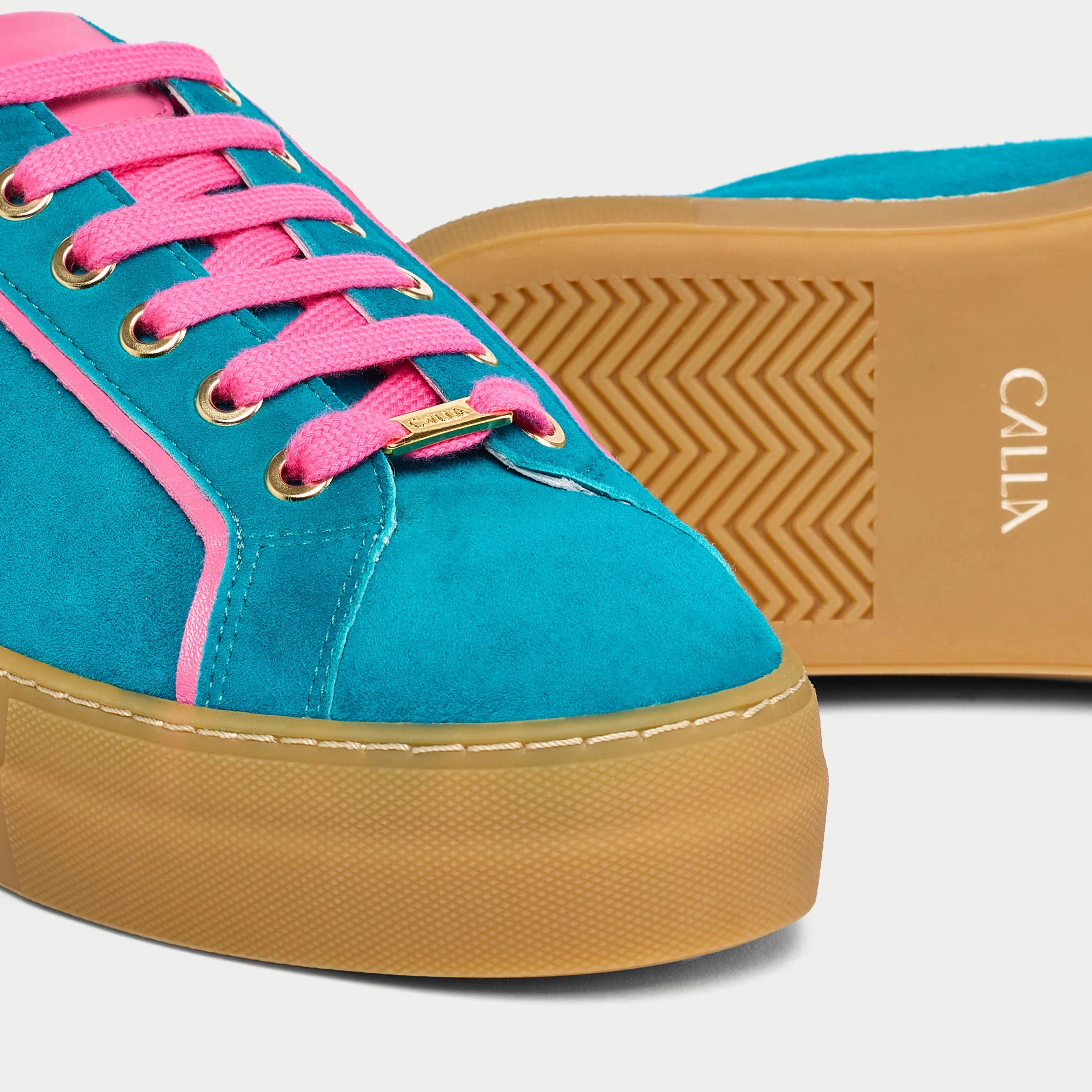 Saturn - Teal & Magenta Suede Wide Fit Trainers - Image 6