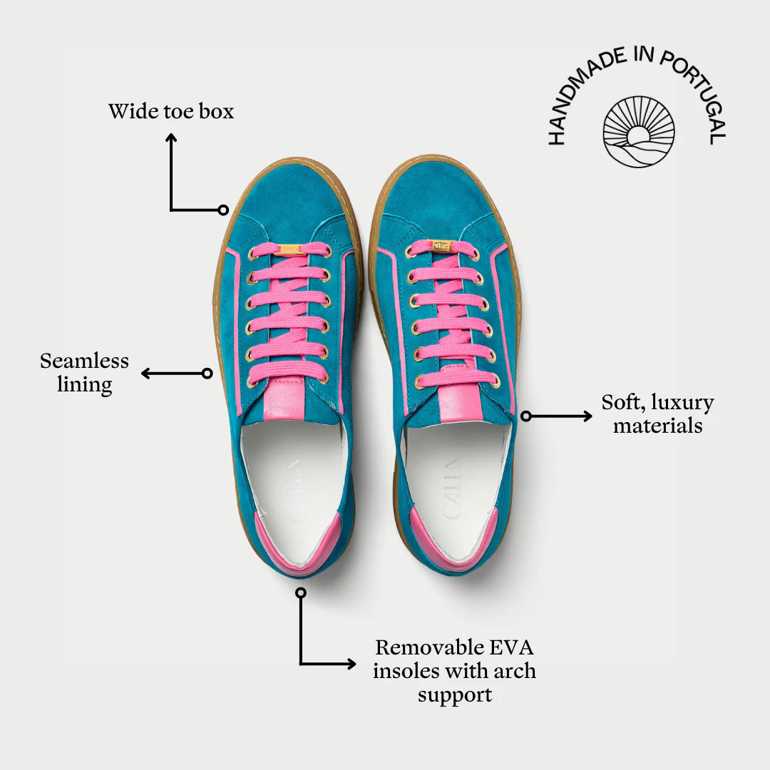 Saturn - Teal & Magenta Suede Wide Fit Trainers - Image 8