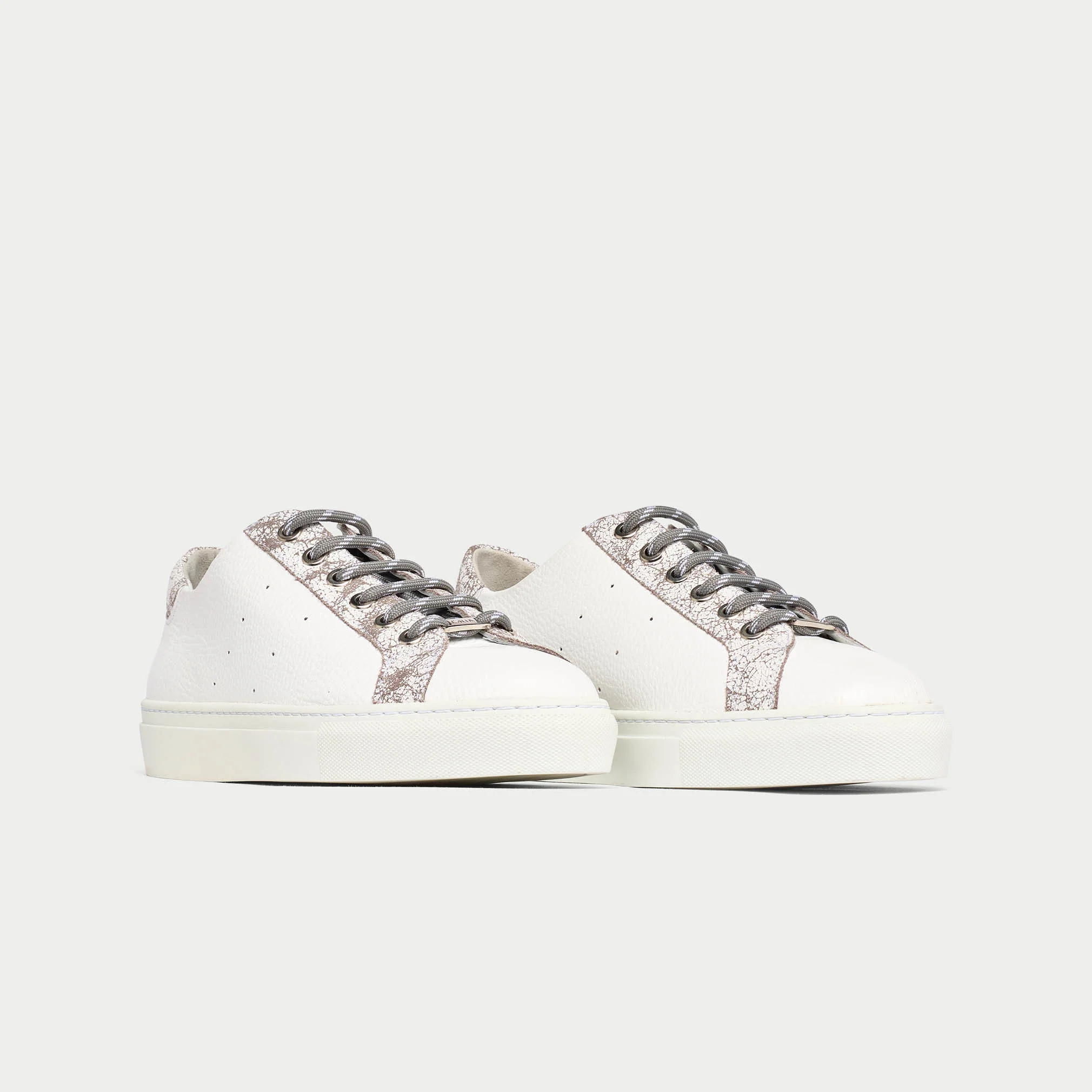 Star - White & Grey Leather Wide Fit Trainers - Image 4